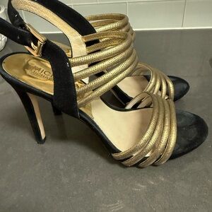 Michael Kors Elegant Black and Gold Women's Sandals Size 7M